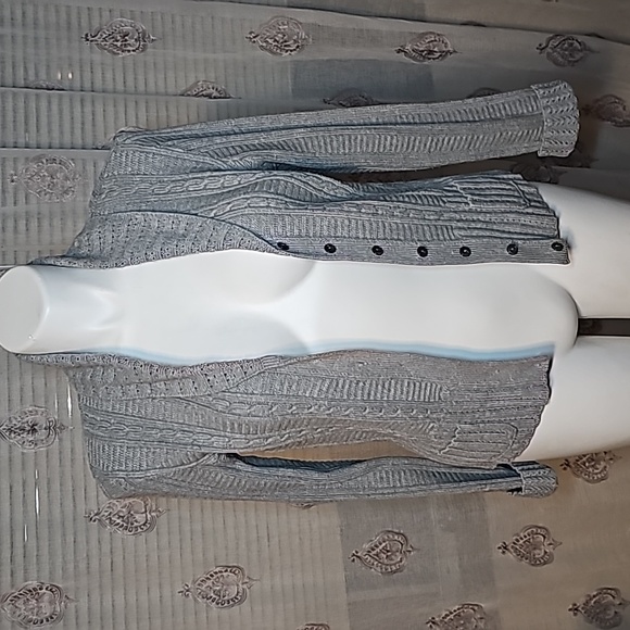 Gray knit button down sweater - Picture 12 of 13